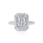 Davis Classics 18k White Gold Emerald-Cut Halo Design Setting