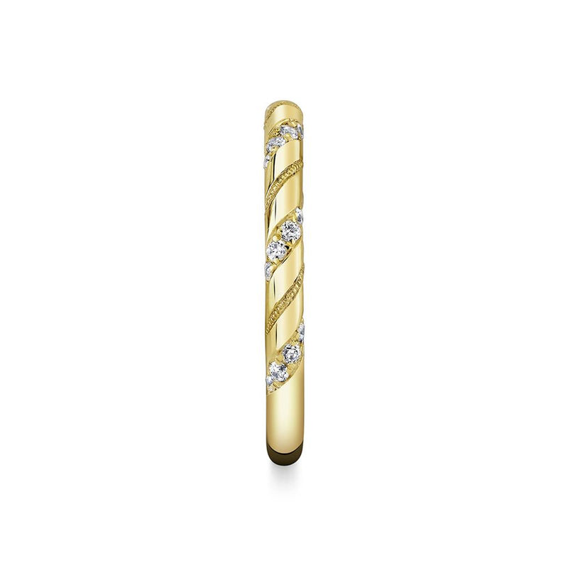 Sylvie Women's 14k Yellow Gold Rope Design Diamond Band with Milgrain Detail
