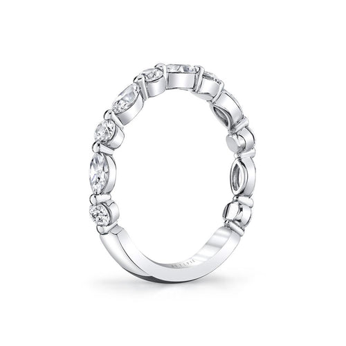 Sylvie Women's 14k White Gold Diamond Band with Round and Marquise Diamonds