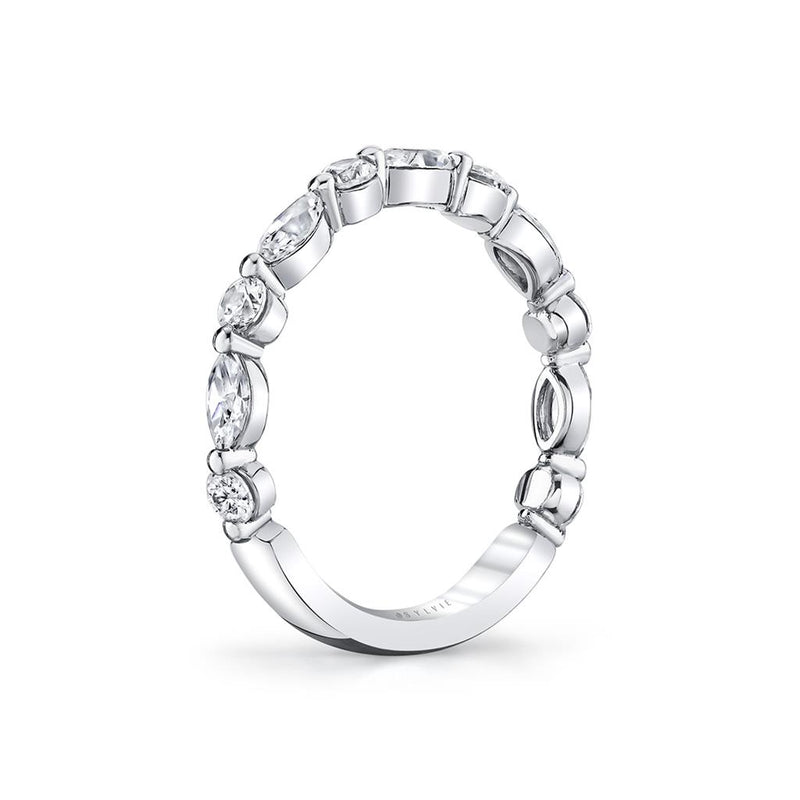 Sylvie Women's 14k White Gold Diamond Band with Round and Marquise Diamonds