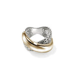 John Hardy 14k Yellow Gold and Sterling Silver Essential Crossover Ring