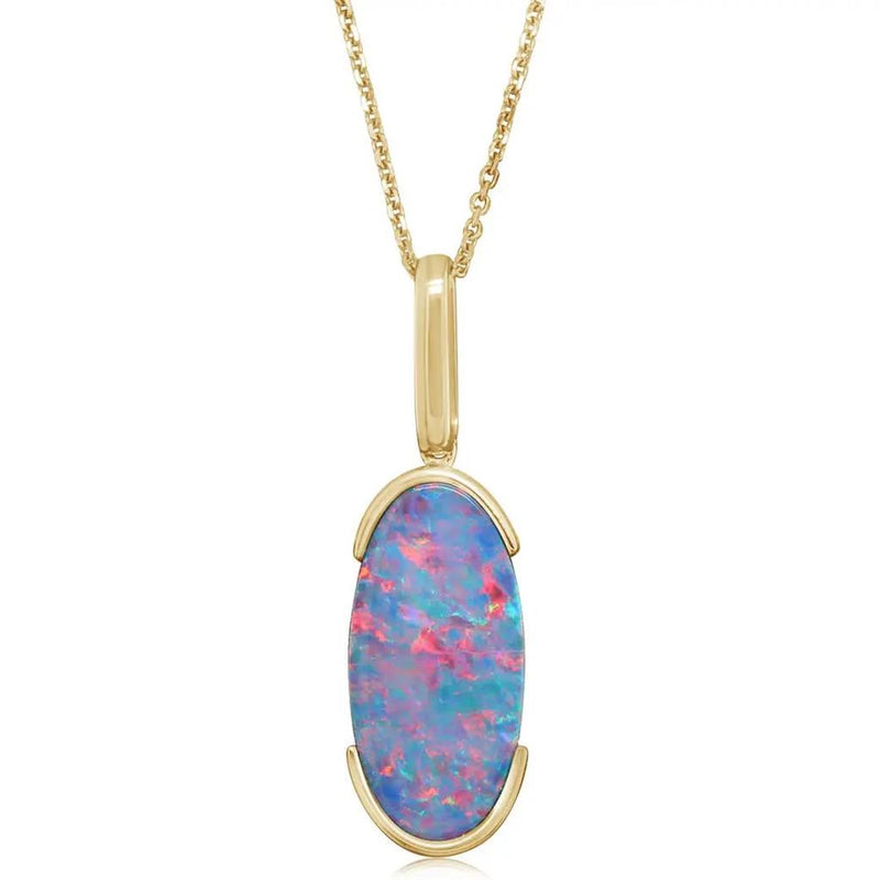 Davis Classics 14k Yellow Gold Australian Opal Drop Pendant