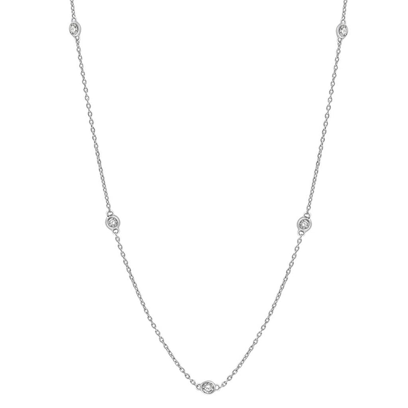 Davis Classics 14k White Gold Diamond by the Yard Necklace