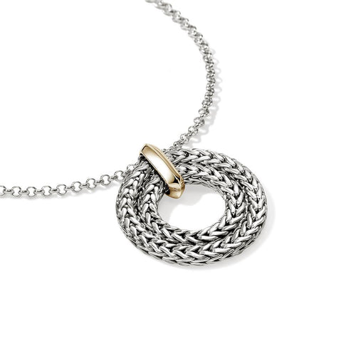 John Hardy Sterling Silver and 14k Yellow Gold Icon Circle Pendant Necklace