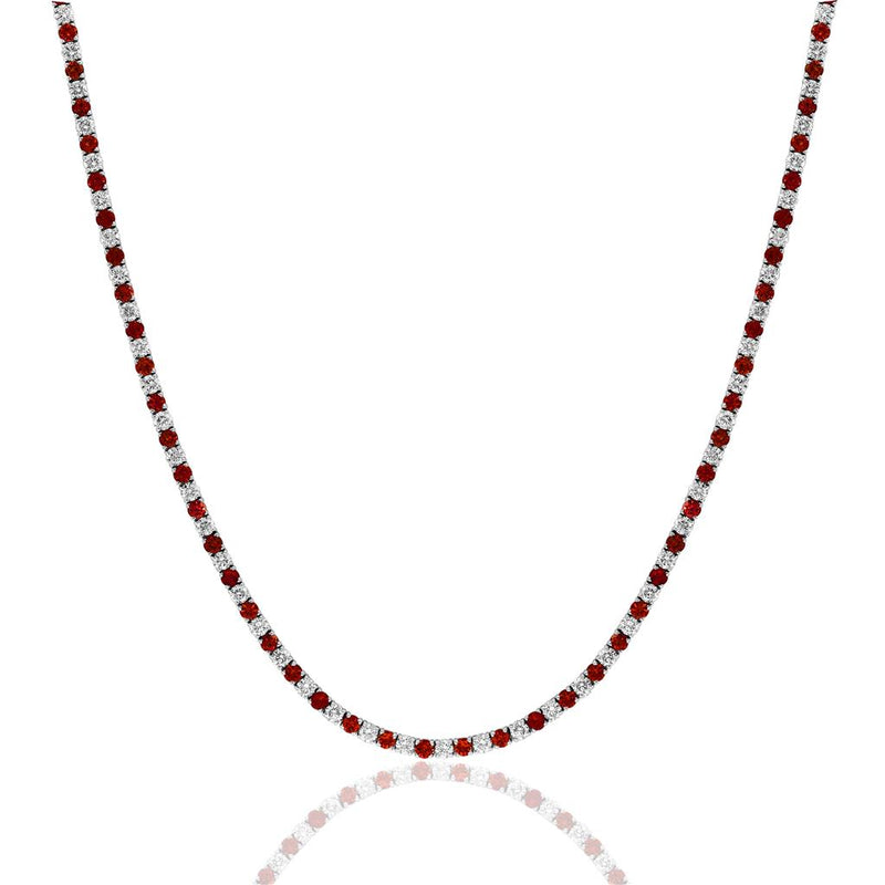 Davis Classics 14k White Gold Ruby and Diamond Tennis Necklace