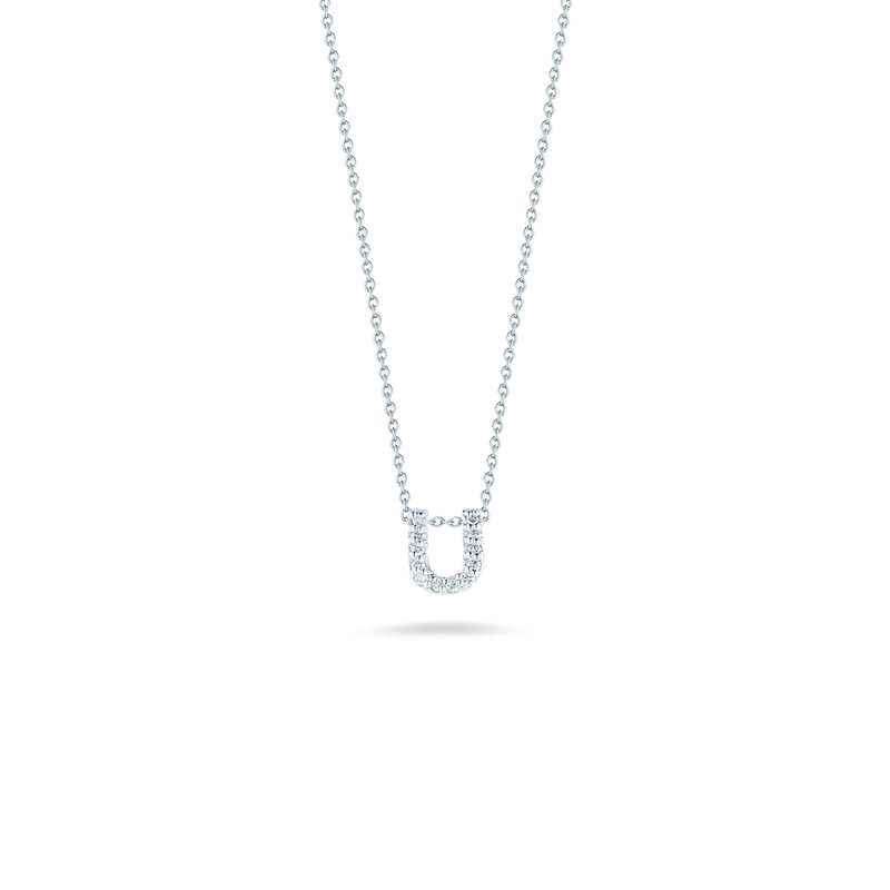 Roberto Coin 18k White Gold Tiny Treasures Collection Love Letter 'U' Initial Diamond Pendant