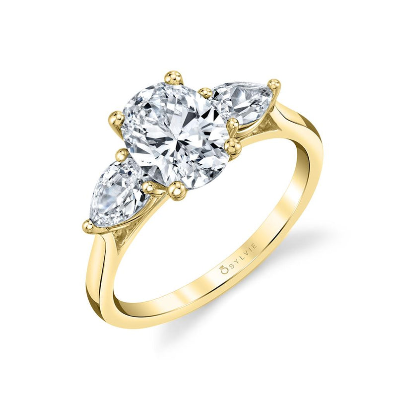 Sylvie 14k Yellow and White Gold Three-Stone Engagement Ring Setting