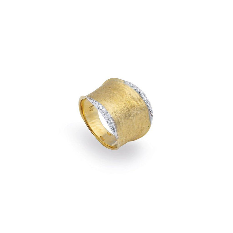 Marco Bicego 18k Yellow and White Gold Lunaria Diamond Cigar Band Ring