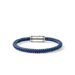 John Hardy Sterling Silver and Stainless Steel Woven Blue Rubber Bracelet
