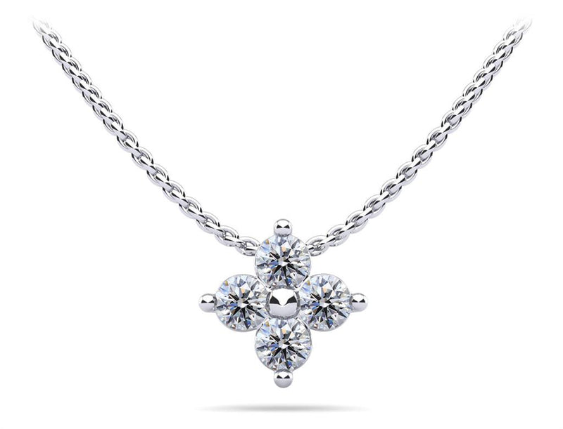 Davis Classics 14k White Gold Floral Diamond Cluster Pendant Necklace