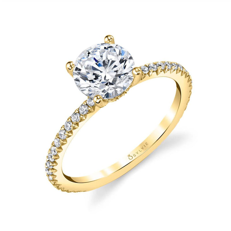 Sylvie 14k Yellow Gold Engagement Ring Setting with Hidden Halo