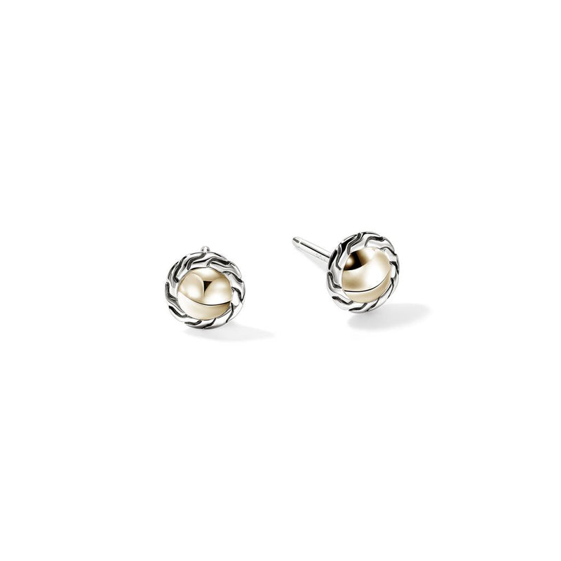 John Hardy 14k Yellow Gold and Sterling Silver Essential Stud Earrings