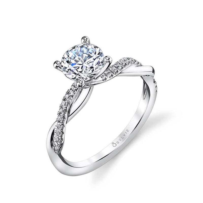 Sylvie 14k White Gold Crossover Design Engagement Ring Setting