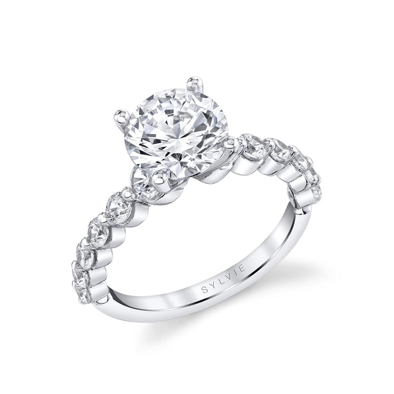 Sylvie 14k White Gold Vintage-Inspired Engagement Ring Setting