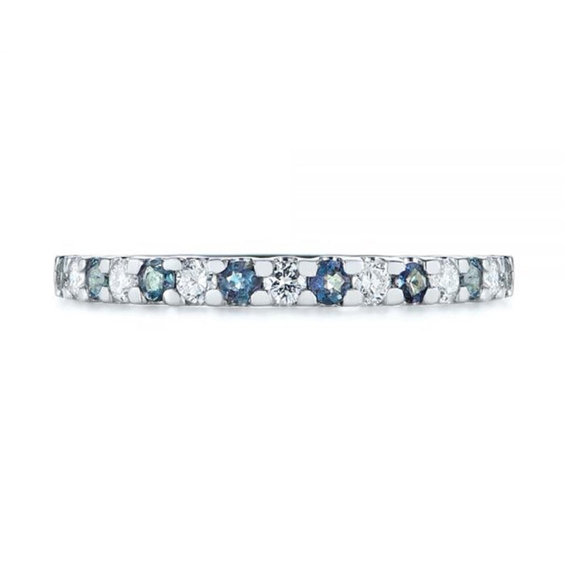 Davis Classics 14k White Gold Alexandrite and Diamond Stackable Band