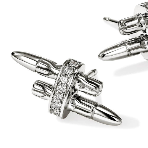 John Hardy Sterling Silver Spear Diamond Stud Earrings