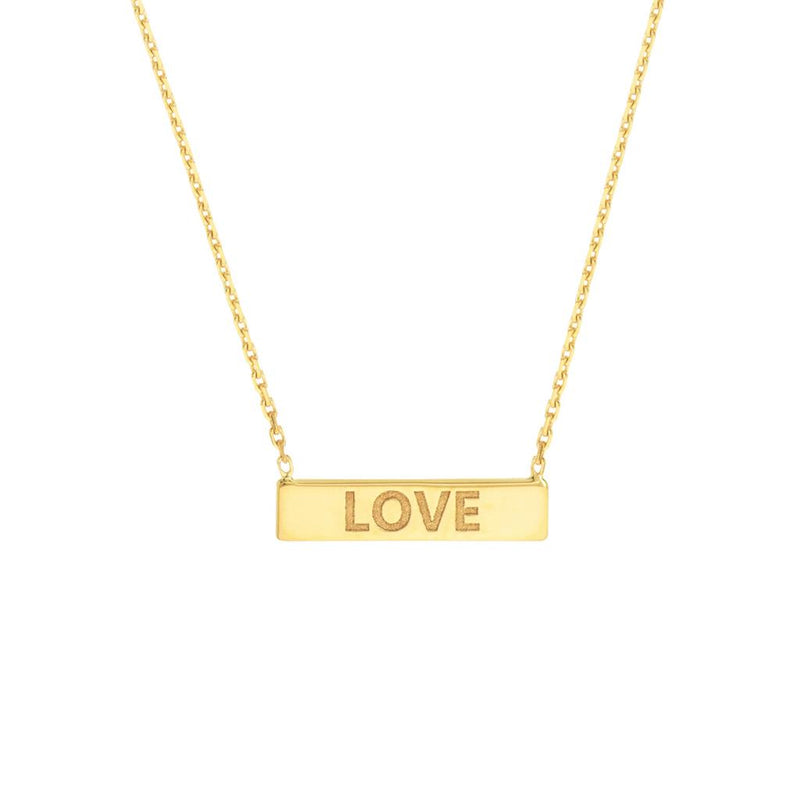 Davis Classics 14k Yellow Gold Mini LOVE Bar Pendant Necklace