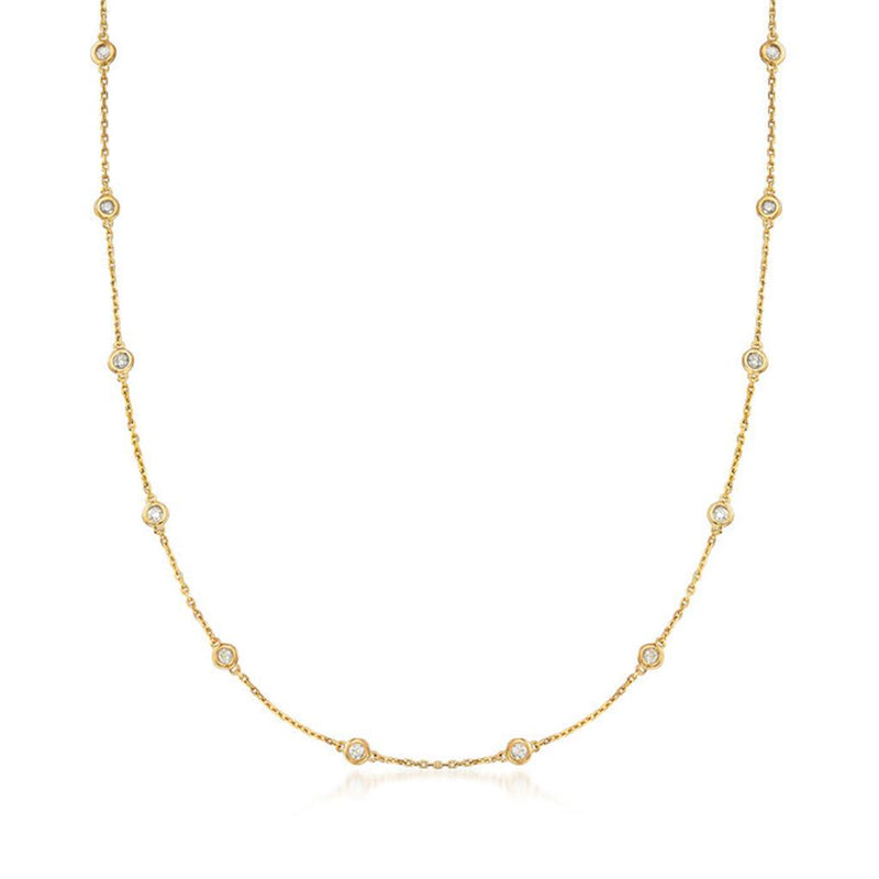 Davis Classics 14k Yellow Gold Diamond by the Yard Necklace