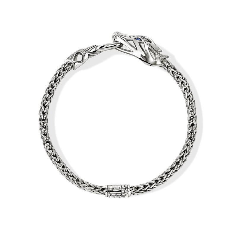 John Hardy Sterling Silver Diamond and Blue Sapphire Naga Bracelet