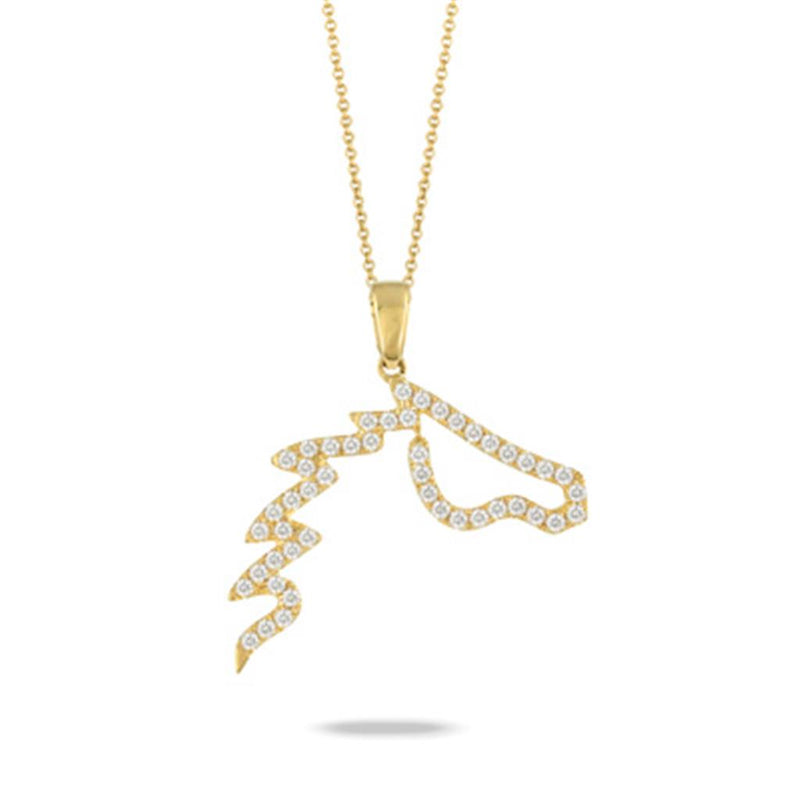 Doves 18k Yellow Gold Equestrian Collection Diamond Horse Head Pendant