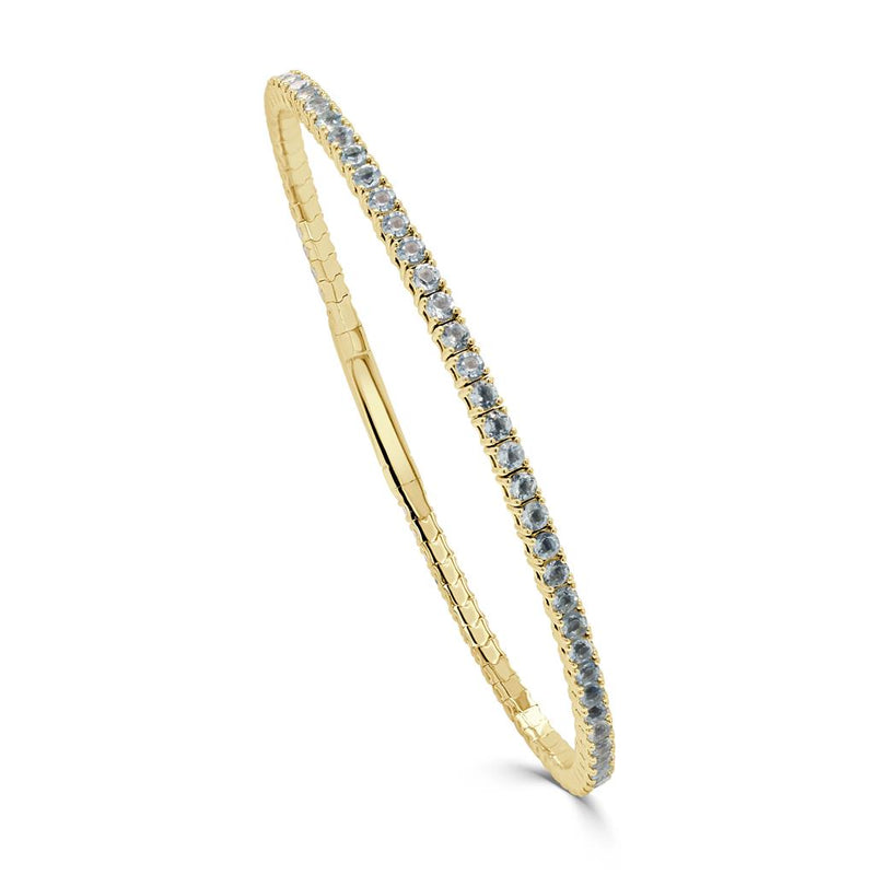 Davis Classics 14k Yellow Gold Blue Topaz Flexible Eternity Bangle Bracelet
