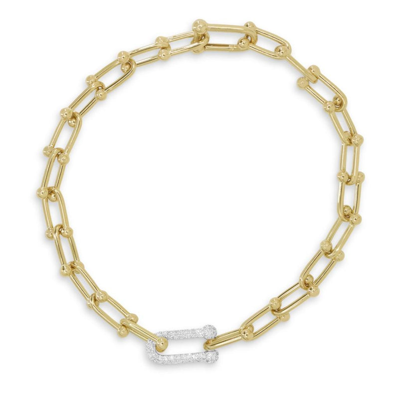 Madison L 14k Yellow and White Gold Bridle Bit Design Diamond Station Link Bracelet
