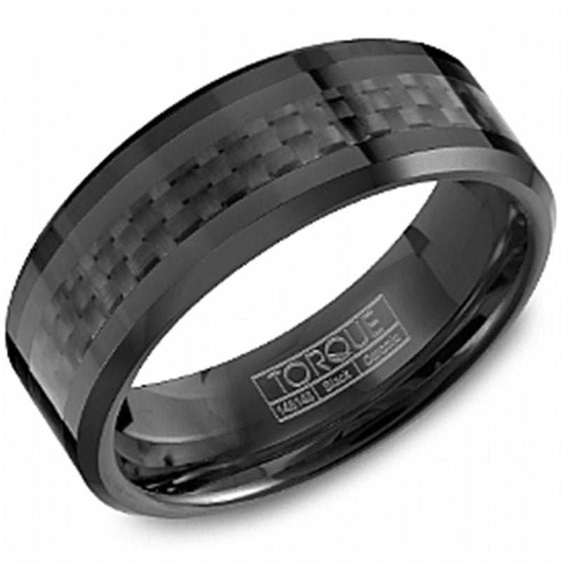 Davis Classics Men's Black Ceramic Wedding Band