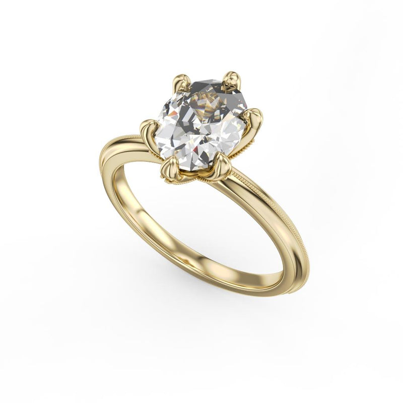Noam Carver 14k Yellow Gold Milgrain Knife-Edge Oval Diamond Engagement Ring Setting