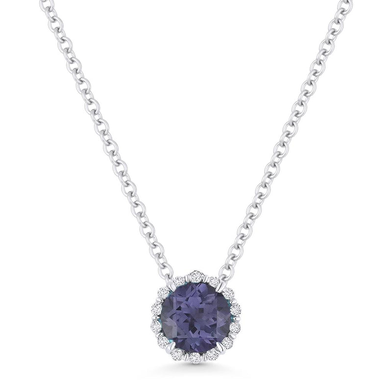 Madison L 14k White Gold Laboratory-Created Alexandrite Halo Slide Pendant