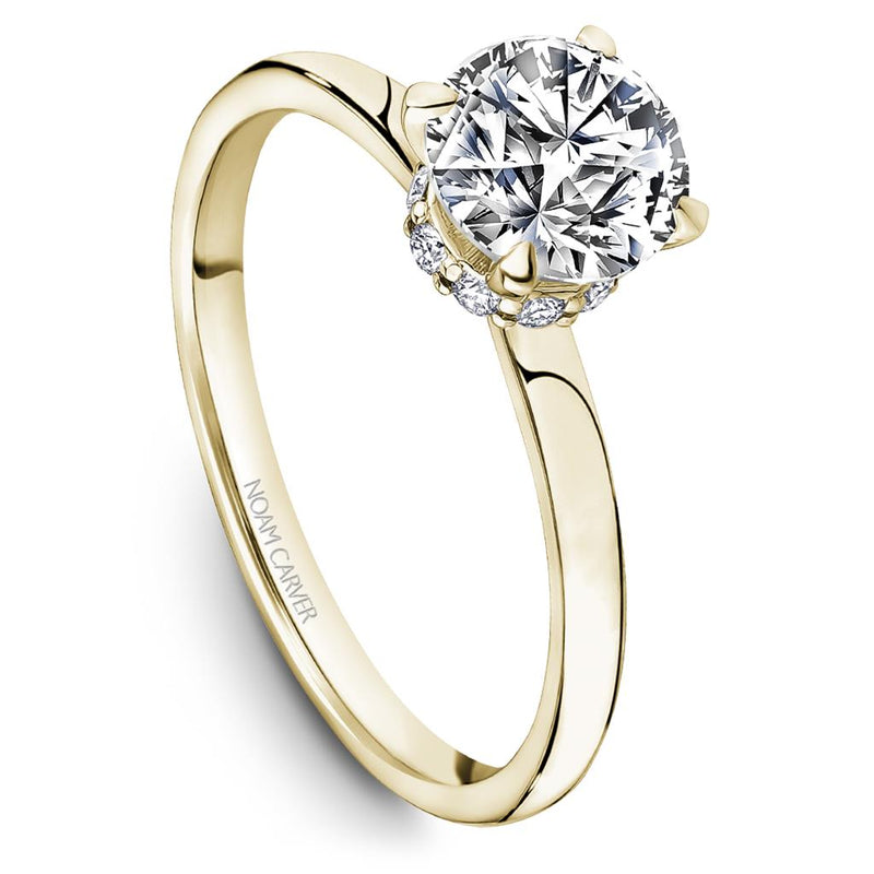 Noam Carver 14k Yellow Gold Solitaire Engagement Ring Setting with Diamond Accents