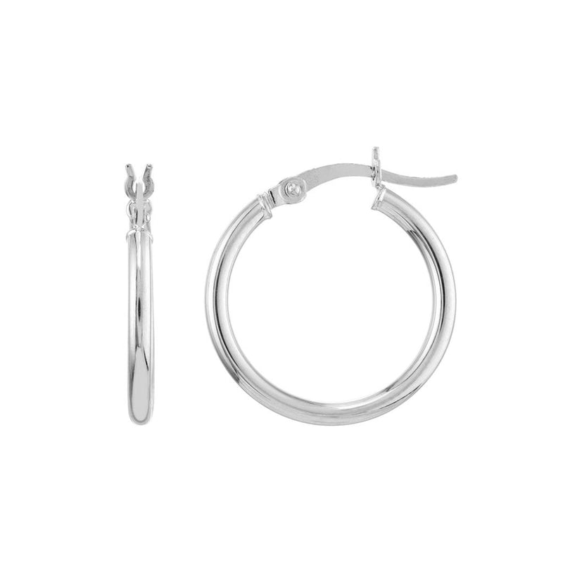 Davis Classics 14k White Gold Rounded Tubular Hoop Earrings