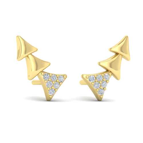 Vlora 14k Yellow Gold Miravel Collection Multi Trinity Diamond Ear Climbers