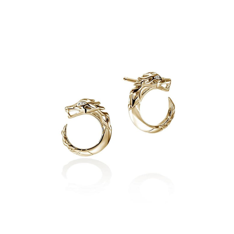 John Hardy 14k Yellow Gold Naga Diamond Stud Earrings