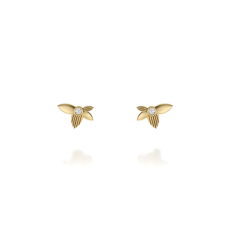 Noam Carver 14k Yellow Gold Rae Collection Diamond Floral Stud Earrings