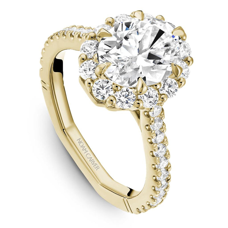 Noam Carver 14k Yellow Gold Atelier Collection Oval Halo Design Engagement Ring Setting