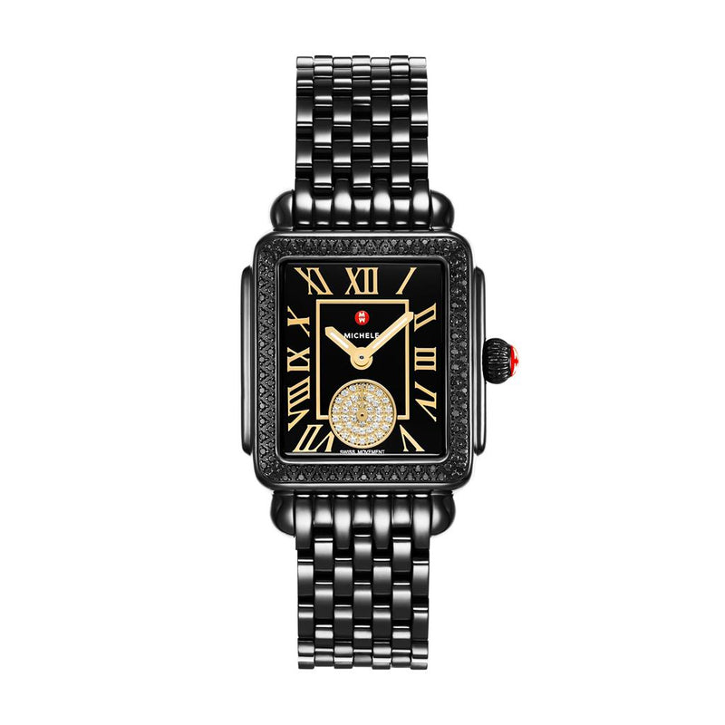Michele Watches Black Madison Mid Diamond Watch
