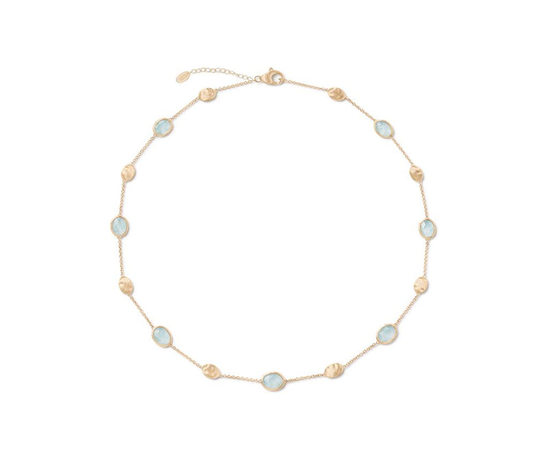 Marco Bicego 18k Yellow Gold Siviglia Collection Aquamarine Bead Station Necklace