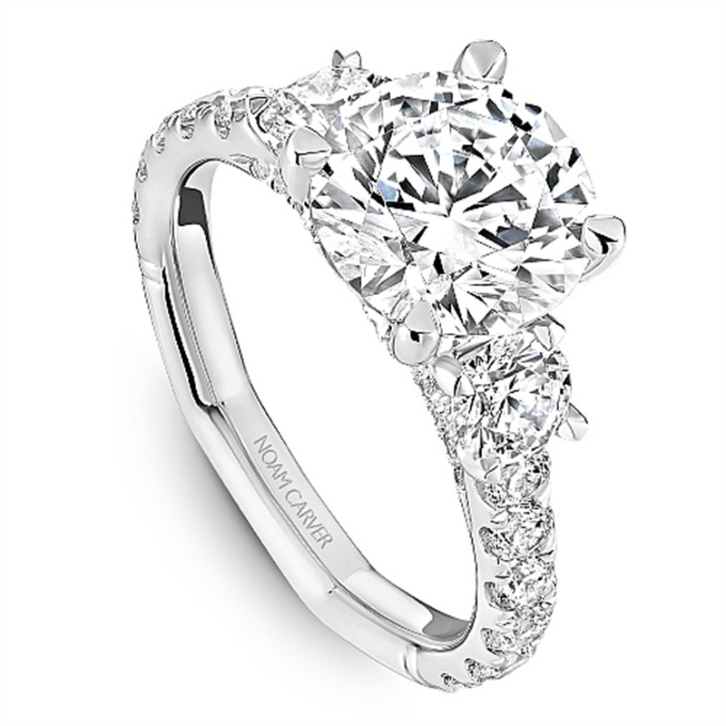 Noam Carver Three Stone Diamond Engagement Ring Setting in Platinum