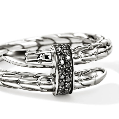 John Hardy Sterling Silver Spear Black Sapphire Ring