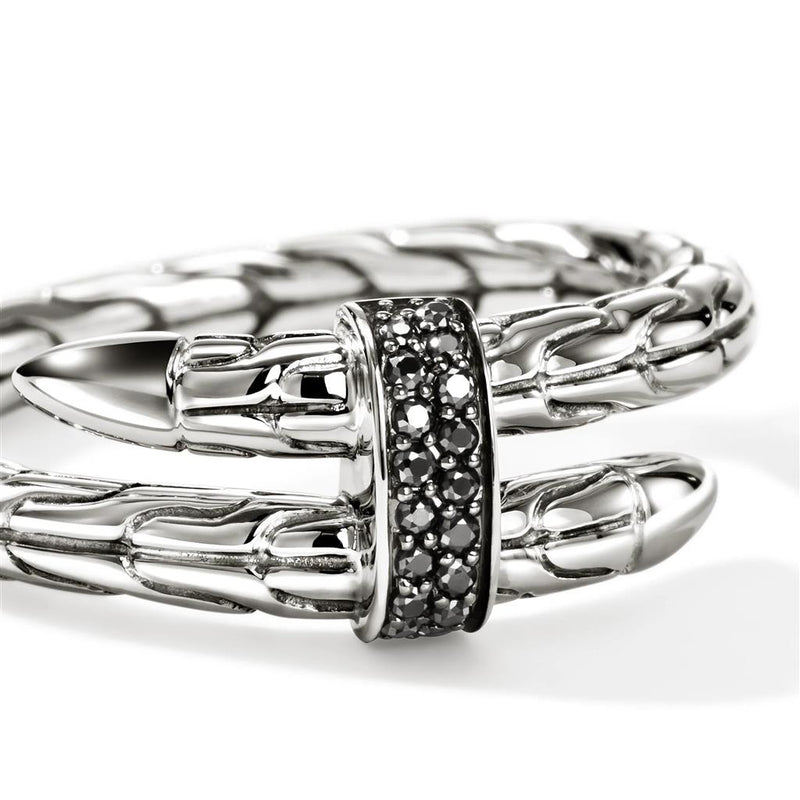 John Hardy Sterling Silver Spear Black Sapphire Ring