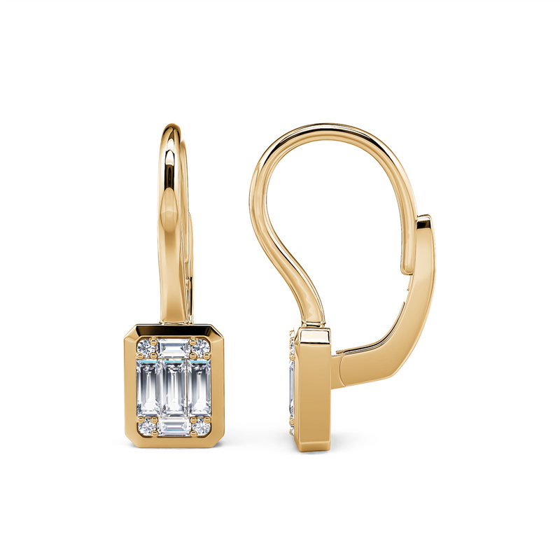 Davis Classics 14k Yellow Gold Diamond Drop Hoop Earrings