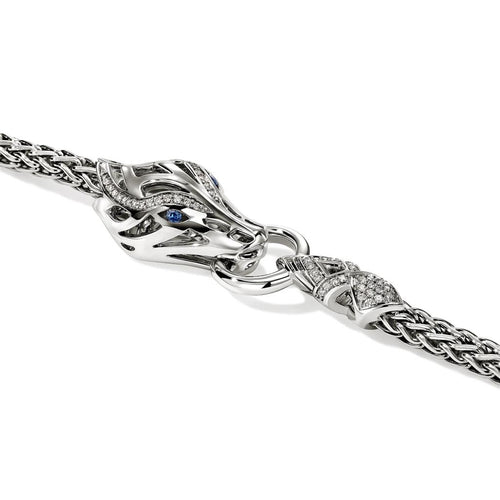 John Hardy Sterling Silver Diamond and Blue Sapphire Naga Bracelet