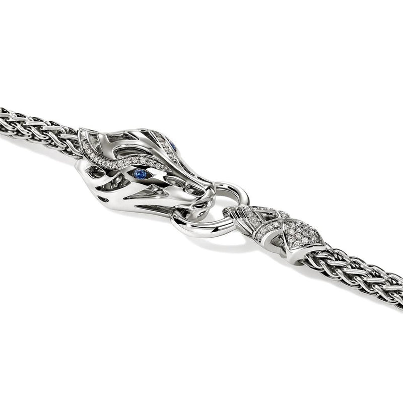 John Hardy Sterling Silver Diamond and Blue Sapphire Naga Bracelet