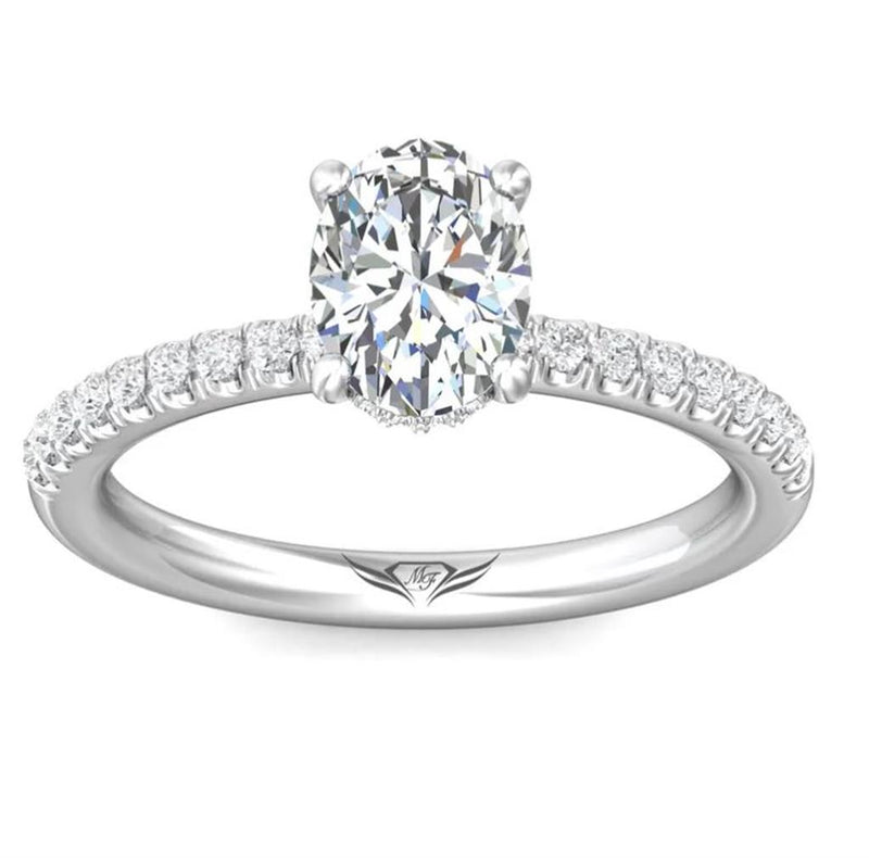 Martin Flyer 14k White Gold Hidden Halo Semi Mount Engagement Ring Setting