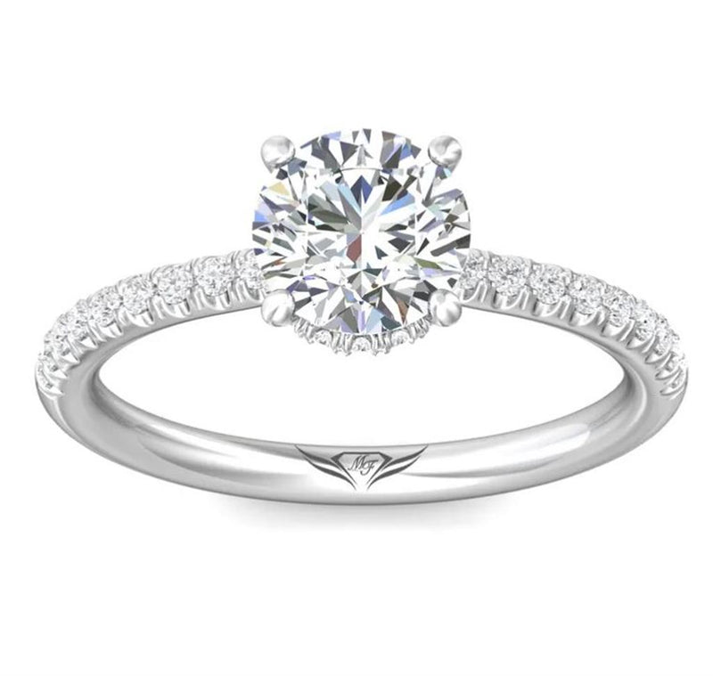 Martin Flyer 14k White Gold Micropavé Semi Mount Engagement Ring Setting