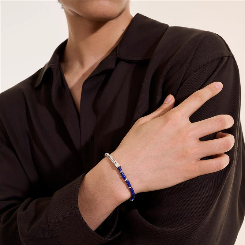 John Hardy Sterling Silver and Lapis Lazuli Heishi Chain Bracelet