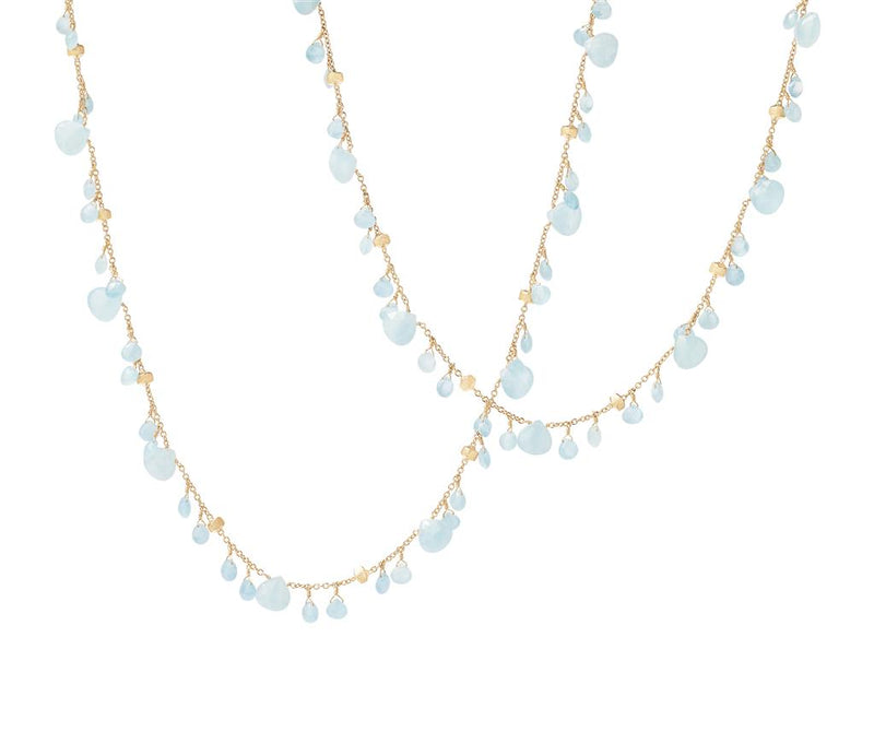 Marco Bicego 18K Yellow Gold Paradise Aquamarine Long Necklace