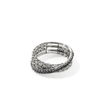 John Hardy Sterling Silver Essential Pavé Black Sapphire Crossover Ring
