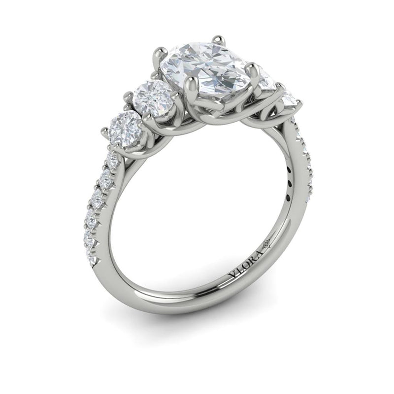 Vlora 14k White Gold Classic Collection Five Stone Trellis Oval Diamond Engagement Ring Setting Vlora 14k White Gold Classic Collection Five Stone Trellis Oval Diamond Engagement Ring Setting