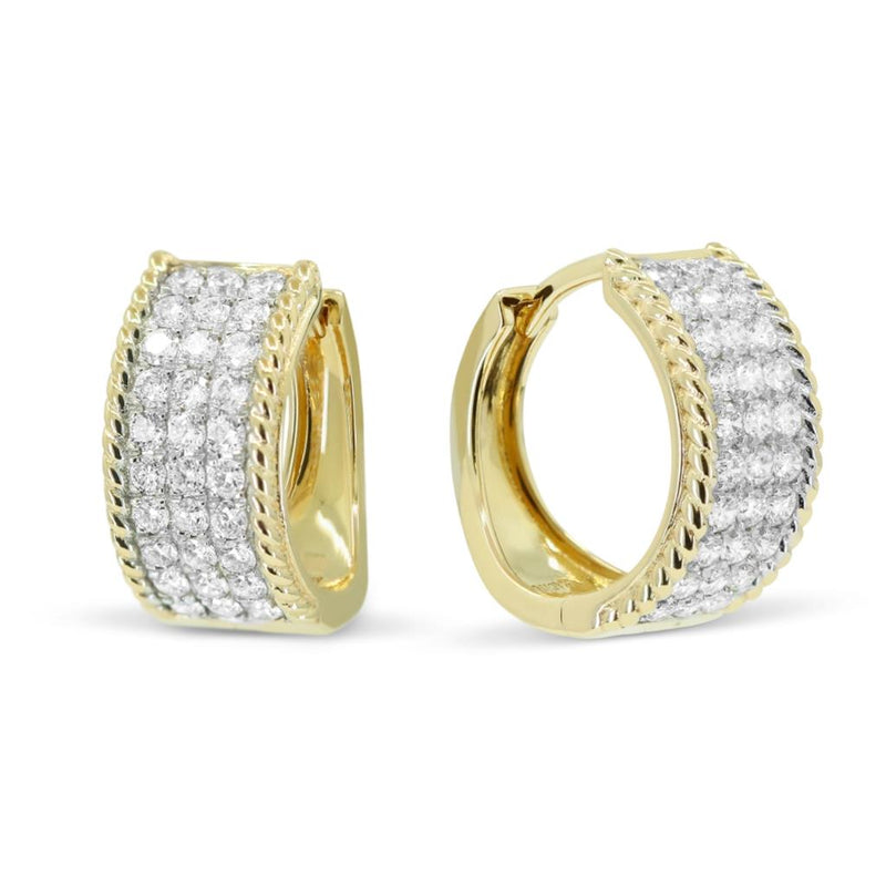 Madison L 14k Yellow Gold Huggie Hoop Diamond Earrings with Rope Detail